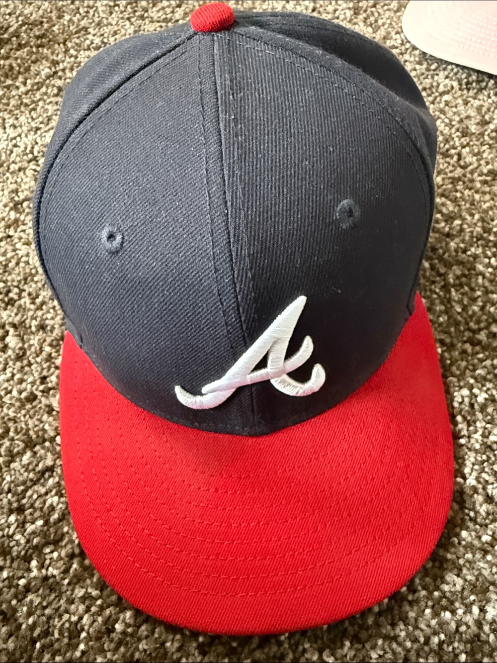 Kids Navy and Red Baseball Cap with White Script Logo
